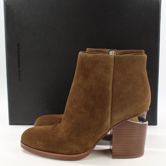 NEW Rare Alexander Wang Gabi Suede Ankle Boots | Cutout Heel | Iconic Designer - Picture 3 of 15